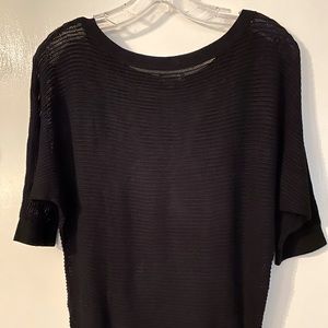 Black Sheer Dolman-sleeve Sweater